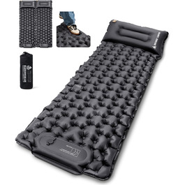OneTigris BLACKCRYSTAL Self-Inflating Camping Mat with Pillow - Ultralight Air Mattress for Tent, Backpacking & Hiking