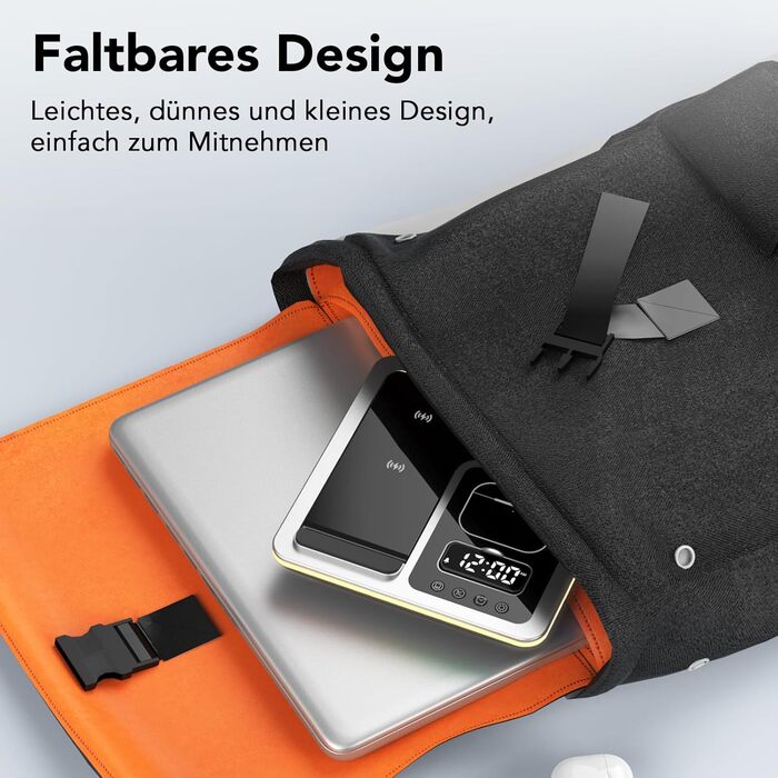 Багатофункціональна зарядна станція Hatalkin 5 в 1 для iPhone, Apple Watch та AirPods Pro. З функцією будильника та нічника, срібна