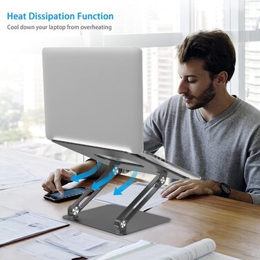 Adjustable Aluminum Laptop Stand - Ventilated Laptop Holder for 10-17 Inch Laptops - Compatible with MacBook, Dell, HP, Samsung, Acer