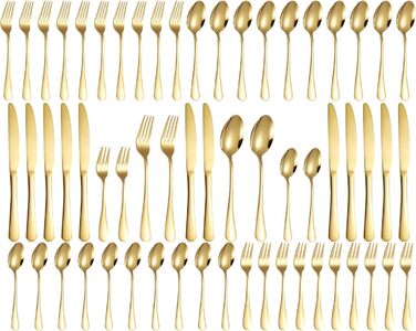 Набір столових приборів на 12 осіб, 60 предметів, чорний, з нержавіючої сталі, блискучий, для посудомийної машини, елегантний, з ножем, виделкою, ложкою, для дому, вечірки, ресторану