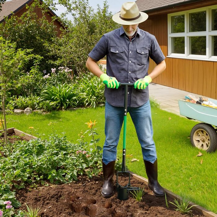 Altdorff 5-in-1 Lawn Plugger Garden Tool, Updated Bulb Planter with Long Handle for Digging, Weeding, Soil Sampling, Transplanting, Sod Plugger with Hole Digging for Tulips,