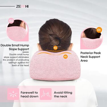 Подушка для шиї у літак - Подорожня подушка з Memory Foam - Подушка-вишенка з м'яким, дихаючим чохлом - Ідеально для кемпінгу, офісу, авто, літака, подушка для сну (Рожева)