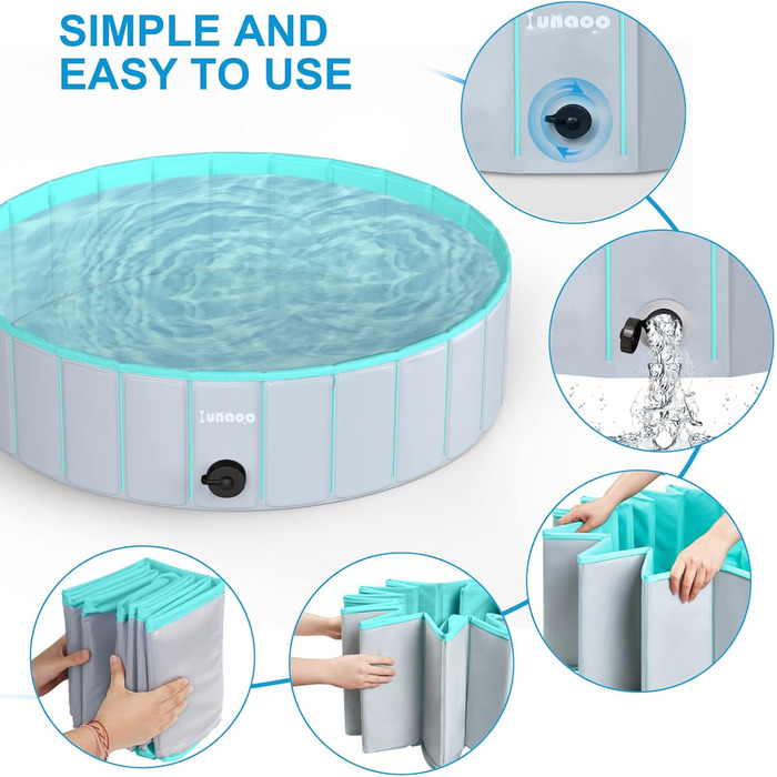 Dog Pool for Large Dogs, Foldable Swimming Pool Splash Pool Dog, Portable PVC Dog Pool Bathtub Dog Swimming Pool for Large Small Dogs, (Light Green, XL (160 x 30 cm))