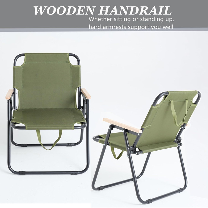Крісло кемпінгове складне, стілець для риболовлі, камуфляж, 225 кг, Oxford, для саду, пікніка, подорожей (Зелений)