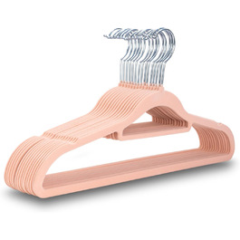 Набір плечиків для одягу UTTAM Samt 50 шт. - плюшеві, з кріпленням для краваток та 360° гачком, рожеве золото