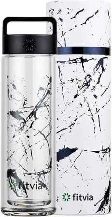 Термопляшка Fitvia 380 мл, чорна з малюнком 