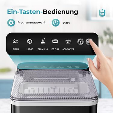 EUHOMY Ice Maker Machine - Compact Design, 12KG/24H Production, Automatic Cleaning, Smart Alerts, Transparent Lid