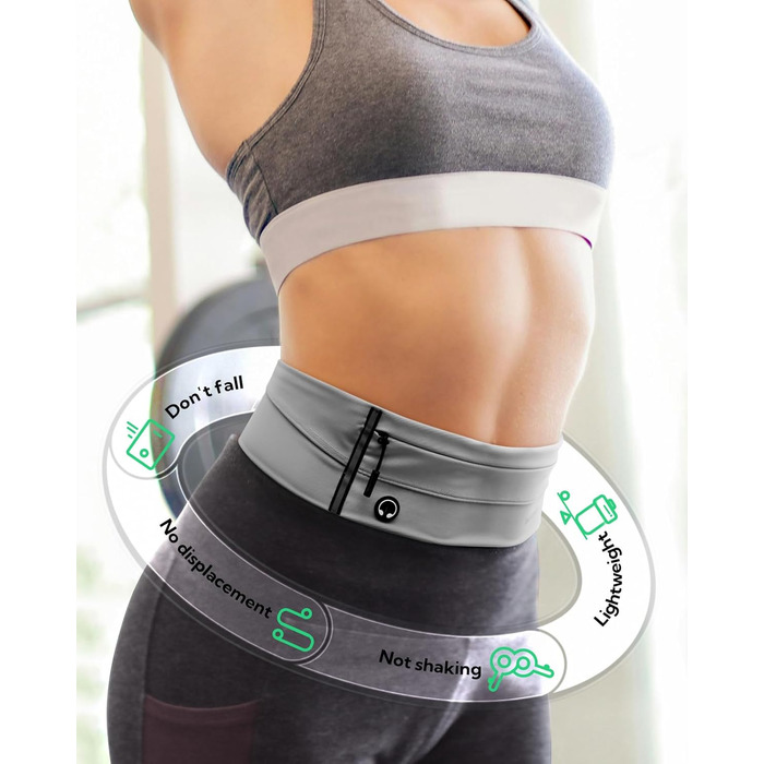 Водостійкий пояс для телефону Waterfly - спортивний пояс-сумочка для бігу, джогінгу, фітнесу (світло-сірий)