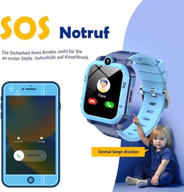 Дитячий розумний годинник Blackview з SIM-картою, GPS-трекером, SOS-кнопкою та функціями 4G (блакитний)