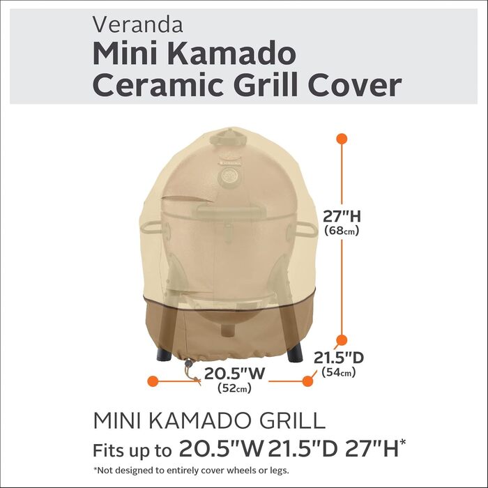 Водовідштовхувальний чохол Classic Accessories Veranda для міні-керамічного гриля Kamado 21 дюйм, захисна накривка для BBQ, для вуличного використання