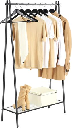 Стійка для одягу SONGMICS HSR23BK, чорна, зі сталевим каркасом, з полицею та перекладиною, 33,5 x 92,5 x 153 см