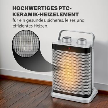 Електричний обігрівач Clatronic HL 3631 з PTC-керамічним нагрівачем, 2000W, 1500W, 7-ступінчатий регулятор, осциляція, енергозберігаючий