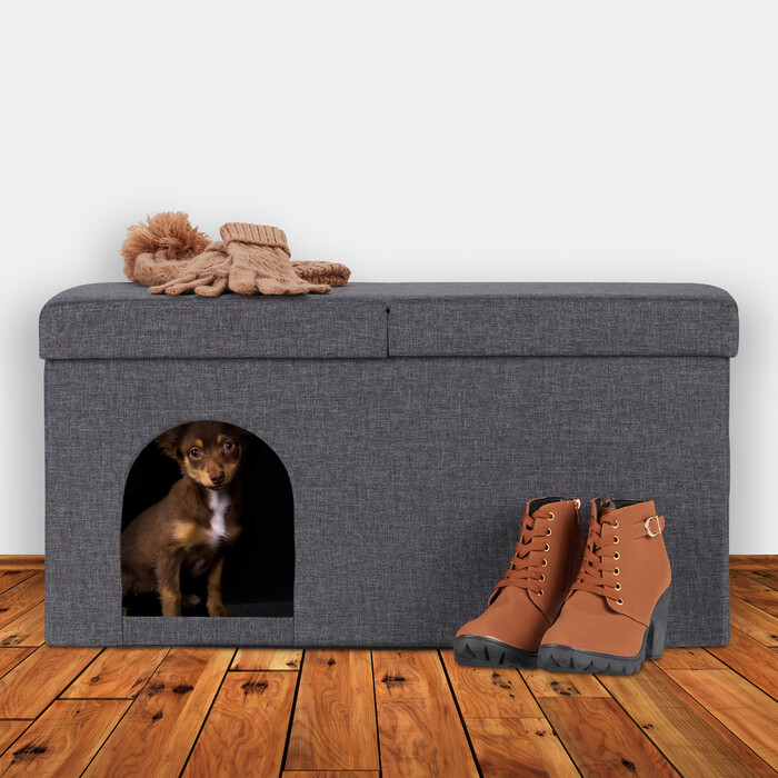 Relaxdays Cat Cave in Grey with Lid