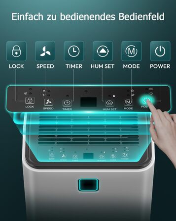 Електричний осушувач повітря 12л/24г з сенсорним керуванням, дисплеєм 3 кольорів та таймером 24г. Ідеальний для квартири, швидкого сушіння білизни, ванної кімнати та підвалу. Білий, 12л