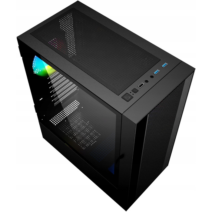 Ігровий корпус для ПК Gembird Fornax 4000 ARGB ATX Midi Tower, скло, чорний