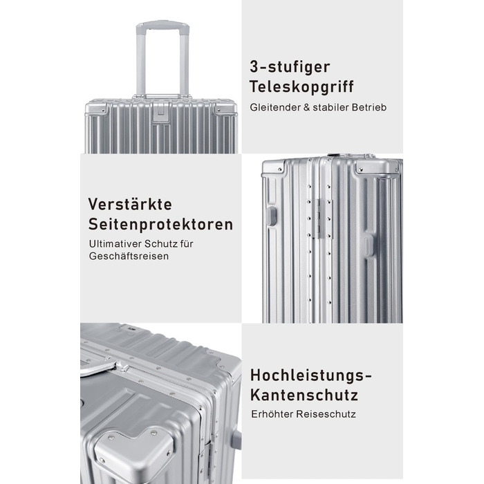 Валіза Aoliwei середнього розміру (M) 67 см, жорстка оболонка з полікарбонату, 65 л, з TSA-замком та підстаканником, біла