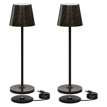 Акумуляторний LED настільний світильник K-Bright 38см, димований, мідний (2 шт.) | Внутрішній та зовнішній, тепле світло, USB зарядка