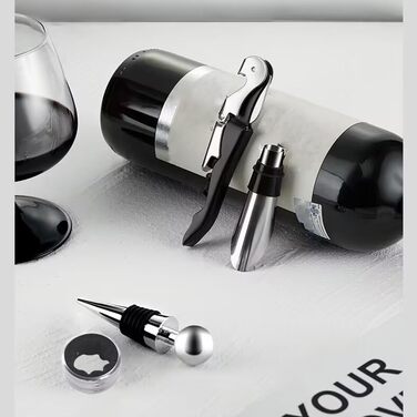 Набір сомельє: штопор, пробка, виливка, кришки для пляшок - 4 в 1