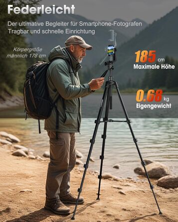 Штатив горизонтальний CAMBOFOTO 185 см для iPhone/камери, гнучкий, для відеозйомки, з сумкою