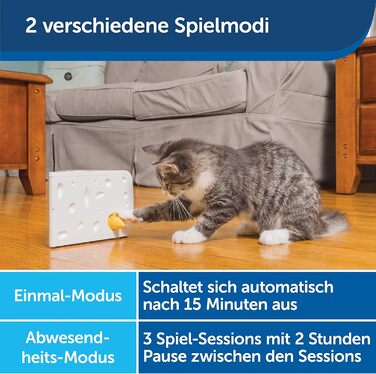 PetSafe Cheese Cat Toy, Interactive Enrichment Toy with Timer, ‎3 AA Batteries Required
