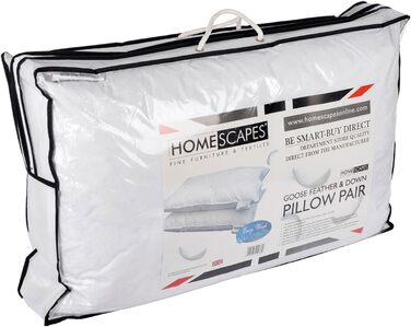 Homescapes 2-Pack Pillows, 48 x 74, high-quality goose down and feather pillows, sleep pillows certified by Responsible Down Standard and Oeko-Tex, with 100% cotton cover