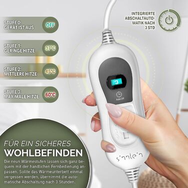 Електрична ковдра Sinnlein Doppel-Wärmeunterbett 160x140 см з автовимкненням та 2 зонами нагріву | 3 температурні режими | Підкладка під ковдру з м'якого флісу, антрацит | Без візерунку 160 x 140 см