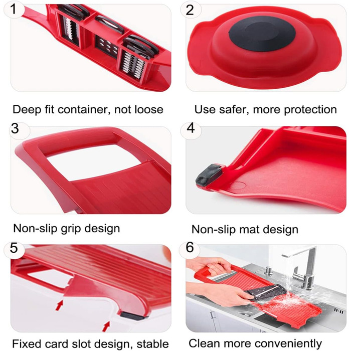 Нарізчик овочів Mandoline: набір з 6 лез з нержавіючої сталі для картоплі, помідорів, цибулі та сиру