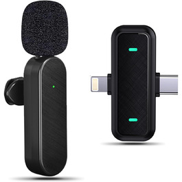 Беспроводной петличный микрофон Bayanbulu для iPhone, iPad, Android, TikTok, YouTube, Vlog. Шумоподавлення, Plug-and-Play, 2 шт. (Black-H16-1pc)