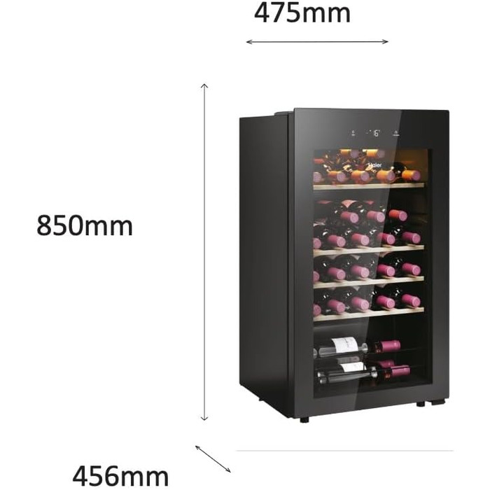 Haier 34 Bottle Wine Refrigerator - 1 Zone Wine Cooler with UV Glass Door, Wi-Fi & Touch Display