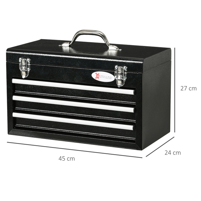 DURHAND Tool Case 116-Piece Tool Set with Filled Tool Box, Sockets, Ratchets, 3 Drawers, Steel Housing in Black