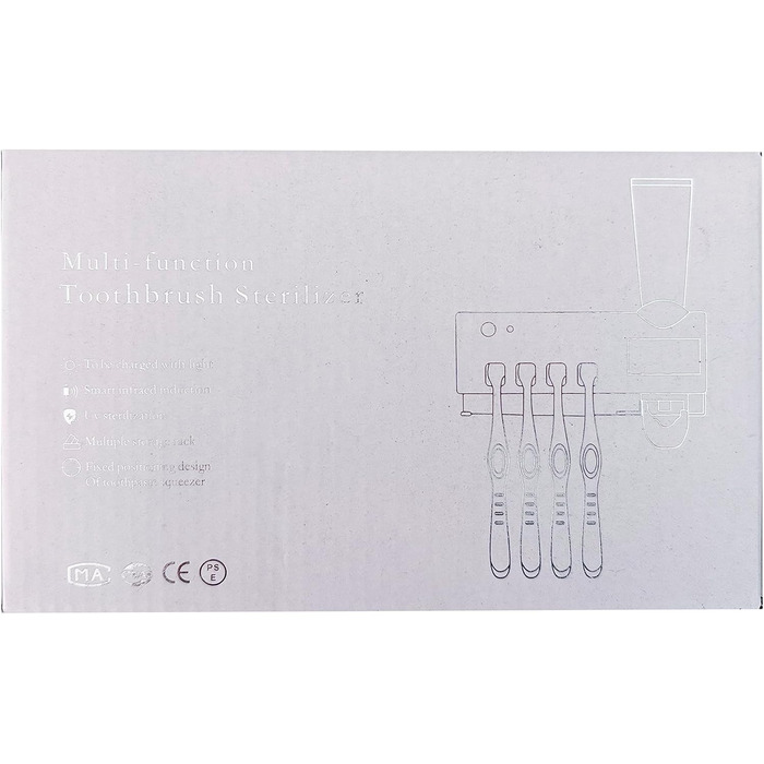 Тримач для зубних щіток S.I.C з УФ-дезінфекцією, LED-підсвіткою та дозатором пасти, для 4 щіток (білий)