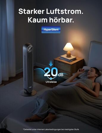 Турбовентилятор Dreo з потужним мотором DC: тихий, з радіусом дії 11 м, з пультом керування, 9 режимів, 4 моди, 90° осциляція, таймер 12 годин. Ідеально для спальні.