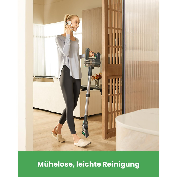 Бездротовий акумуляторний пилосос Vactidy V9 з LED-підсвічуванням, 30KPa, до 45 хвилин роботи, для видалення шерсті тварин, твердих поверхонь та килимів, чорний