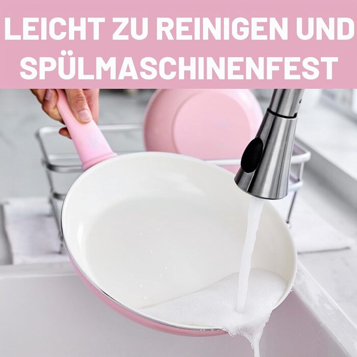 Набір керамічного посуду GreenLife Soft Grip, антипригарне покриття без PFAS, 8 предметів, рожевий