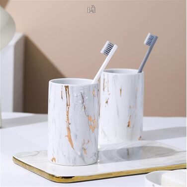 Набір аксесуарів для ванної кімнати GIBZ: мильниця, тримач для зубних щіток, дозатор мила, стаканчик (білий)