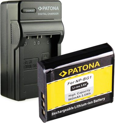 Зарядний пристрій PATONA 3-в-1 + Акумулятор NP-BG1 960mAh для Sony Cyber-Shot DSC-H7/H9/HX10V/HX20V/W30/W40/W50 + Блок живлення 220V та кабель для авто 12V/24V
