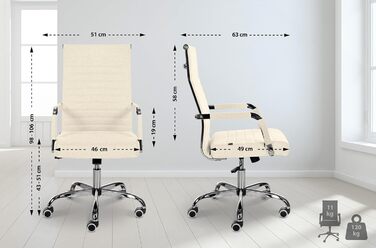 Ергономічне крісло для офісу Amadora I з регулюванням висоти, поворотне на 360 градусів, тканинне покриття, міцне, витримує до 120 кг, колір: кремовий