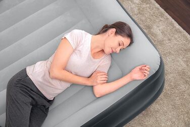 Надувний матрац Novaluxe з електронасосом та подушкою, сірий 203x152x56 см