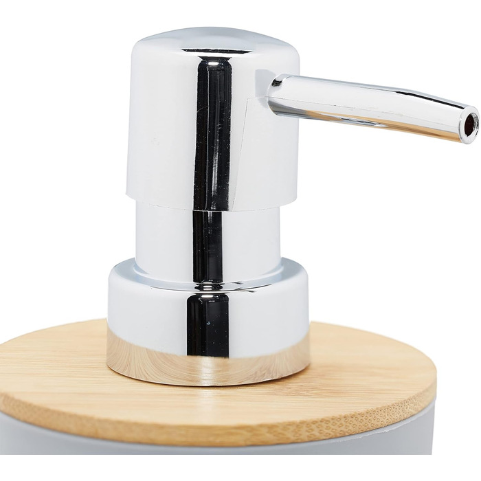 Набір для ванної кімнати Relaxdays, 6 предметів: аксесуари для ванної з пластику та бамбуку, повна комплектація, сірий колір