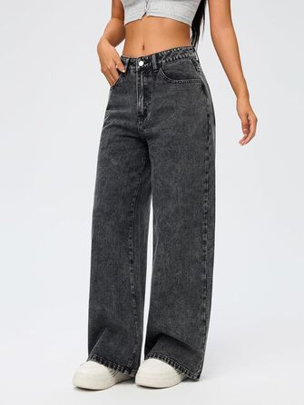Джинси жіночі Damen Vintage Baggy чорні, широкі, прямі, стиль 90-х Y2K, streetwear, розмір S
