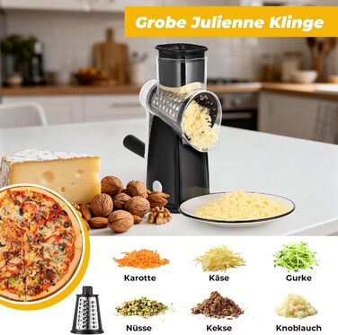 Ручна тертка для овочів та сиру з ручкою, 5 насадок, для нарізки овочів, сиру, горіхів, терка для швидкої нарізки
