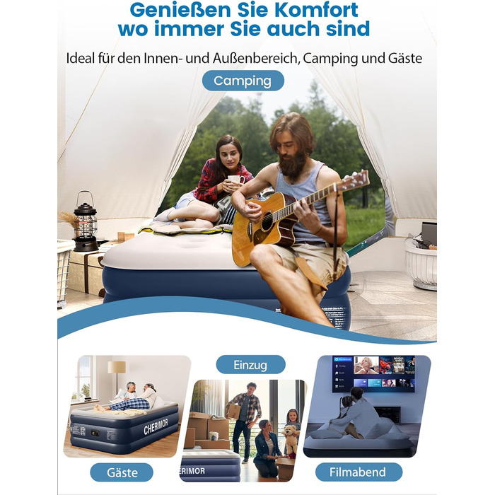 Надувний матрац самонадувний з вбудованим насосом, 203x152x46 см, 363 кг (1 особа)