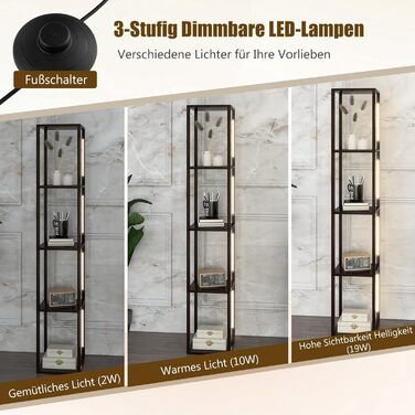 Стельова лампа RELAX4LIFE з 3 полицями, чорна, 26 x 26 x 160 см, E27, для вітальні, спальні, офісу