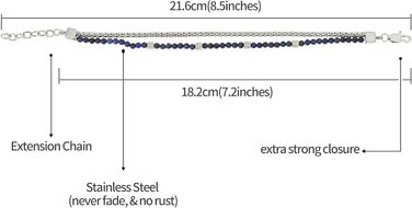 Чоловічий браслет Nami з перлами в срібному та бірюзовому кольорах. Водостійкий браслет, 18+4 см, подарунок для чоловіків (блакитний)