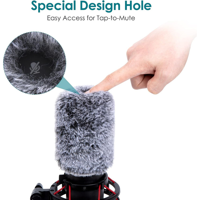 Тримач для мікрофона YOUSHARES з кріпленням для HyperX QuadCast, металевий, з насадкою для кріплення до столу та вітрозахистом, для стін та столів (2 хутряні насадки)