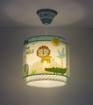 Dalber Children's Lamp Pendant Light Hanging Lamp My Little Jungle Jungle Animals Lions Elephants Giraffes Crocodile, Colorful