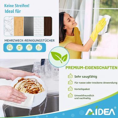 Серветки з мікрофібри AIDEA для прибирання, вікон та посуду, 30x30 см, 100 шт (8 білих)