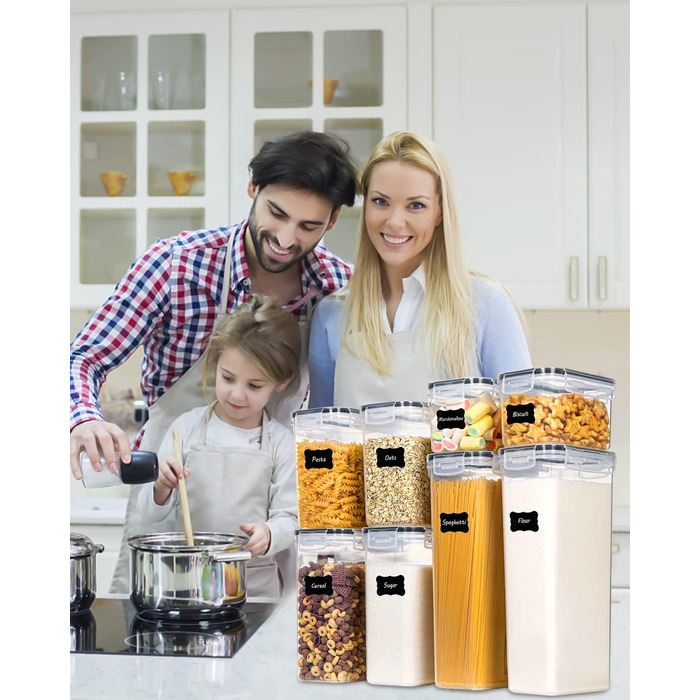 Набір контейнерів для зберігання Heucheey 25 шт. - Органайзер для кухні, контейнери для продуктів з кришкою, набір для зберігання з мірною ложкою, маркувальником, наклейками, щіткою