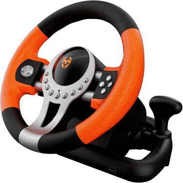 Ігровий кермо KROM K-Driver з педалями та вібрацією, сумісне з PC, PS3, PS4, Xbox One, з перемикачем передач, гачками перемикання та 12 кнопками, USB-порт для гоночних ігор