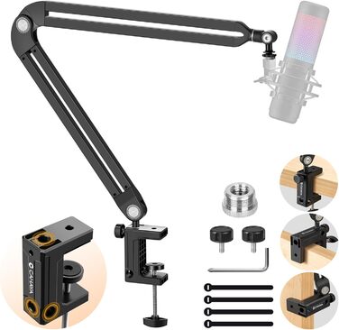 Підлокітник для мікрофона CAHAYA CY00380-1: регульований штатив з широкою основою, адаптер 3/8' - 5/8'